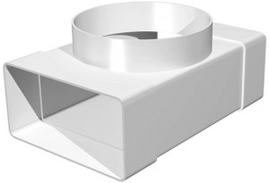 Тройник для плоского канала 120х60 с выходом на фитинг Ø100 Эвент Тройник для плоского канала 120х60 с выходом на фитинг Ø100 Эвент