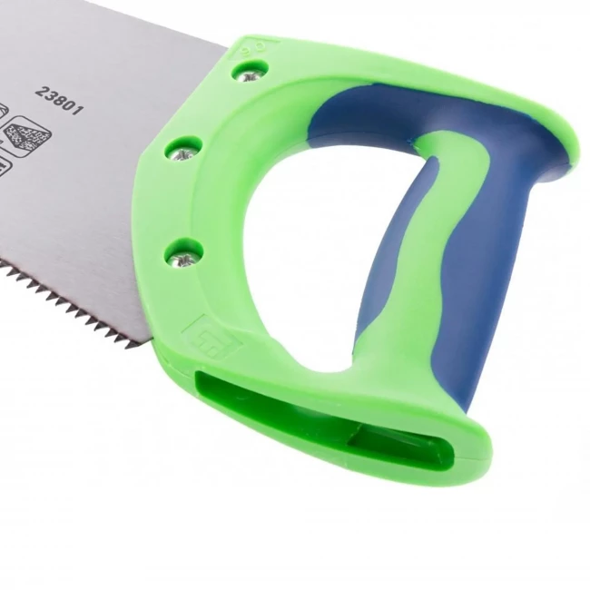 Ножовка по дереву Зубец, 350 мм, 7-8 TPI, зуб 2D, кал.зуб, защ. покр., 2-х комп. рук-ка Сибртех Ножовка по дереву Зубец, 350 мм, 7-8 TPI, зуб 2D, кал.зуб, защ. покр., 2-х комп. рук-ка Сибртех