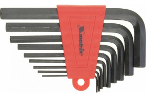 Набор шестигранных ключей 2,0–12 мм, CrV, 9 шт., оксидированные, удлиненные Matrix