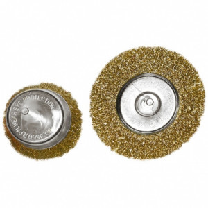 Набор щеток для дрели, 2шт, 1 плоская 100мм, 1 чашка 75мм, со шпильками Matrix Набор щеток для дрели, 2шт, 1 плоская 100мм, 1 чашка 75мм, со шпильками Matrix