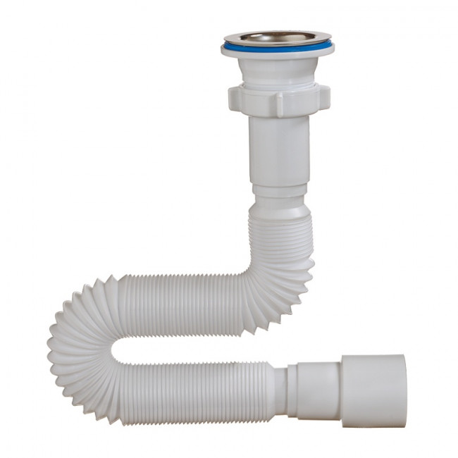 Сифон гофрированный 1½"х40/50мм, L 1250мм с нержавеющей решёткой Ø 70мм А-3013 ОРИО 