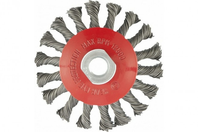 Щётка для УШМ тарелка крученая проволока 0,5мм Matrix