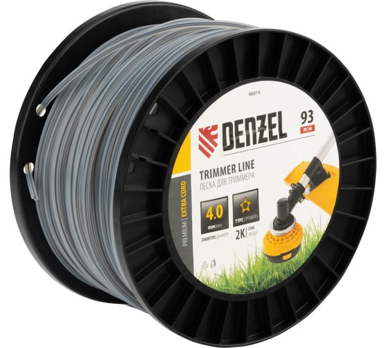 Леска для триммера двухкомпонентная звезда, 4,0мм Denzel Леска для триммера двухкомпонентная звезда, 4,0мм Denzel