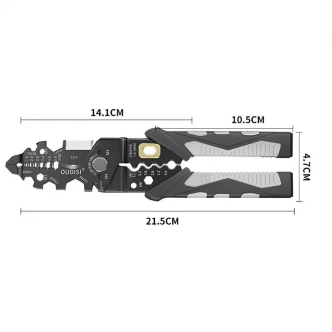 Многофункциональные плоскогубцы 25 в 1 / универсальные клещи электрика / кримпер для опрессовки, стриппер, кабелерез