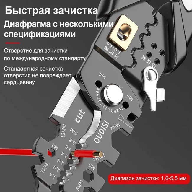 Многофункциональные плоскогубцы 25 в 1 / универсальные клещи электрика / кримпер для опрессовки, стриппер, кабелерез