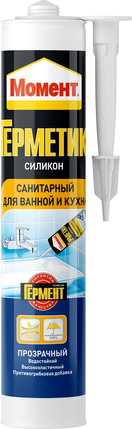 Герметик момент силиконовый санитарный для ванной и кухни Герметик момент силиконовый санитарный для ванной и кухни