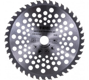 Диск для триммера, 230 х 25,4 толщина 1,3 мм, 40 зубьев Denzel Диск для триммера, 230 х 25,4 толщина 1,3 мм, 40 зубьев Denzel