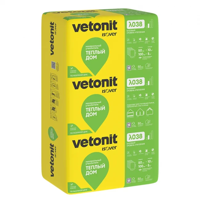 Утеплитель Vetonit (Isover) Теплый Дом Плита 610х1170 мм