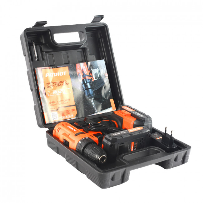 Шуруповерт-дрель аккумуляторная PATRIOT BR 147, 14,4Вт, 2,0Ач Шуруповерт-дрель аккумуляторная PATRIOT BR 147, 14,4Вт, 2,0Ач