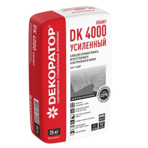 Плиточный клей Декоратор 4000 GRANIT усиленный для керамогранита, искусственного и натурального камня (25кг) Плиточный клей Декоратор 4000 GRANIT усиленный для керамогранита, искусственного и натурального камня (25кг)