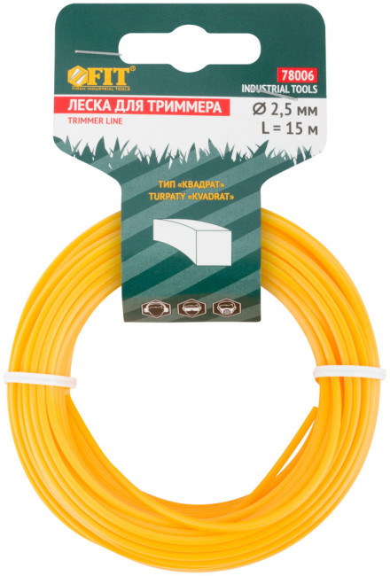 Леска триммера "Квадрат" 15 м FIT Леска триммера "Квадрат" 15 м FIT
