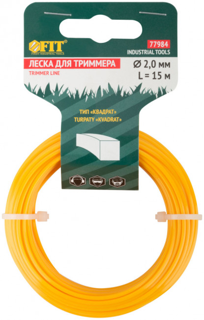 Леска триммера "Квадрат" 15 м FIT Леска триммера "Квадрат" 15 м FIT