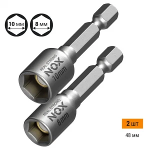Биты NOX NUT SETTER  8/10мм с торцевой головкой магнитные 2шт.  