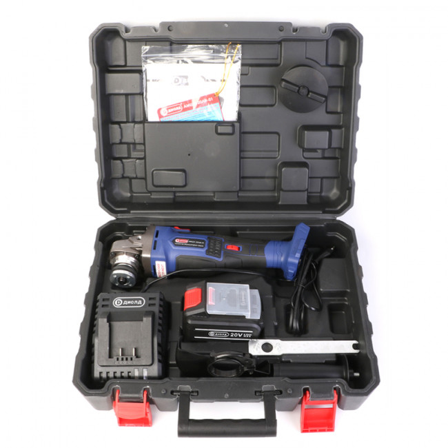 Аккумуляторная угловая шлифмашина Диолд  АМШУ-20ЛИ-01  (c батареей и ЗУ в кейсе)