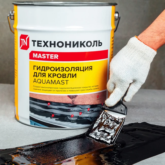 Мастика битумно-резиновая для кровли AquaMast Мастика битумно-резиновая для кровли AquaMast