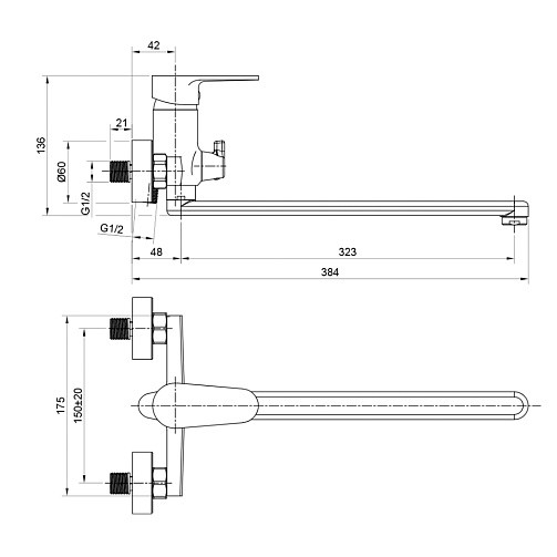 Смеситель для ванной NAT07-320 латунный одноручковый с длинным изливом NATUR Wesnaart Смеситель для ванной NAT07-320 латунный одноручковый с длинным изливом NATUR Wesnaart