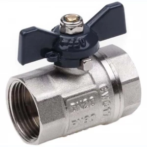 Кран шаровый никелированный бабочка Кран шаровый никелированный бабочка