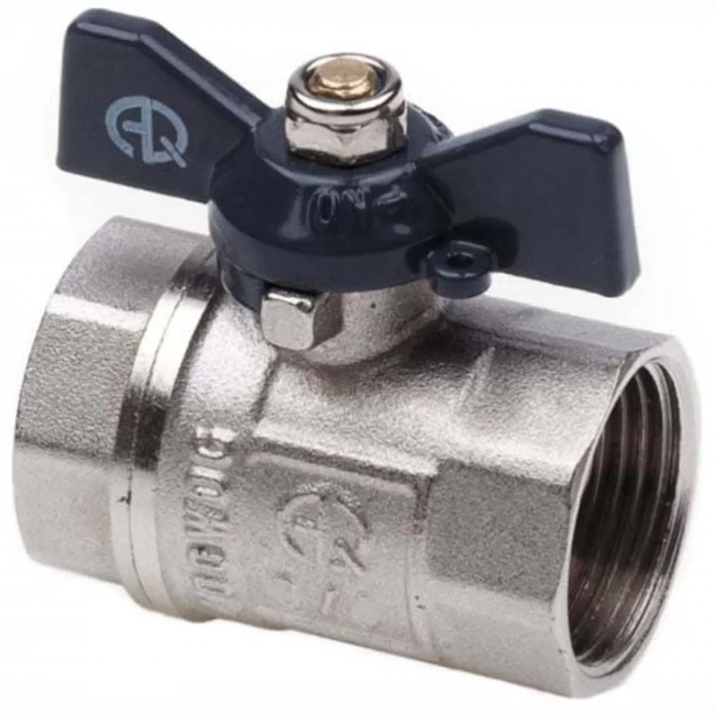 Кран шаровый никелированный бабочка  