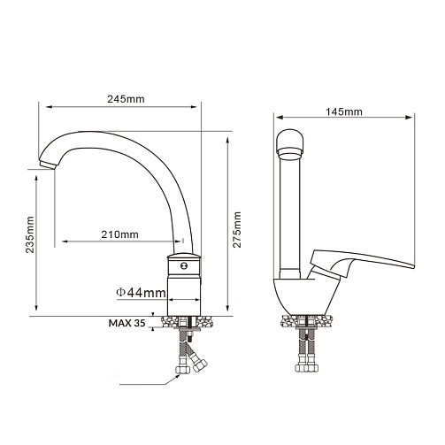 Смеситель для кухни KOM17-12040 латунный одноручковый KOMETA Wesnaart