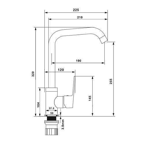 Смеситель для кухни NOV03-150 Black латунный одноручковый чёрный NOVA Wesnaart