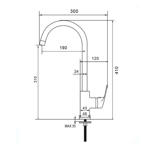 Смеситель для кухни OCE12-110 латунный одноручковый с удлиненным изливом OCEAN Wesnaart