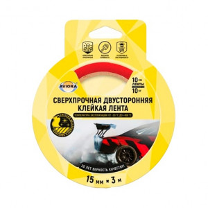 Лента клейкая двусторонняя сверхпрочная на акриловой основе прозрачная УФ-стойкая AVIORA Лента клейкая двусторонняя сверхпрочная на акриловой основе прозрачная УФ-стойкая AVIORA