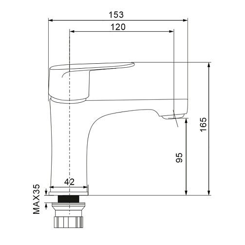 Смеситель для раковины NOV03-210Black латунный одноручковый чёрный NOVA Wesnaart