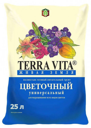 Грунт Цветочный Живая Земля TERRA VITA 25л Грунт Цветочный Живая Земля TERRA VITA 25л