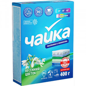 Порошок стиральный ручная стирка Весенний цветок Чайка 400гр Порошок стиральный ручная стирка Весенний цветок Чайка 400гр
