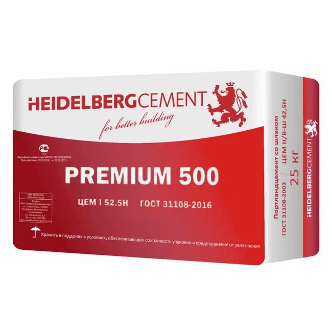 Цемент HEIDELBERG (PREMIUM 600 ЦЕМ 1 52.5Н) Красный  25кг.
