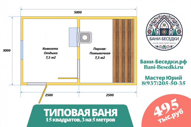 Баня каркасная 12 и 15 квадратов "Под ключ" (3х4, 3х5 м) Баня каркасная 12 и 15 квадратов "Под ключ" (3х4, 3х5 м)
