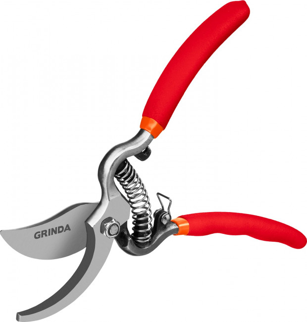 Секатор цельнокованный с эргономичными рукоятками, плоскостной, рез до 25мм GRINDA Секатор цельнокованный с эргономичными рукоятками, плоскостной, рез до 25мм GRINDA