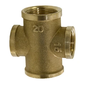 Крестовина латунная переходная 3/4"х1/2" внутр. Крестовина латунная переходная 3/4"х1/2" внутр.