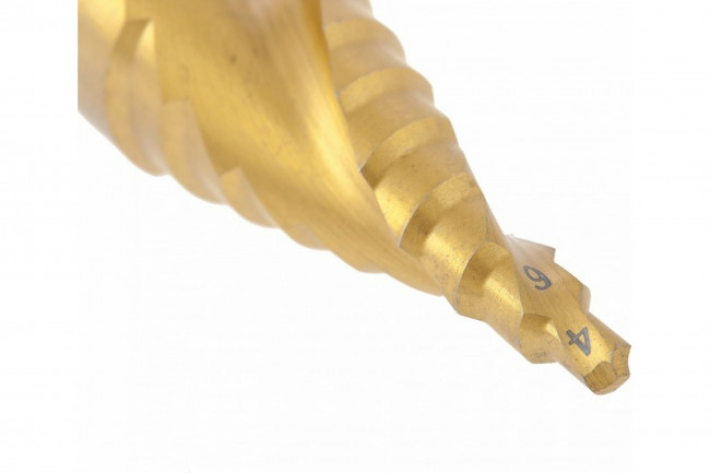 Сверло ступенчатое, 4-6-8-10-12-14-16-18-20мм, HSS, спиральный проф.шестиг. Matrix Сверло ступенчатое, 4-6-8-10-12-14-16-18-20мм, HSS, спиральный проф.шестиг. Matrix