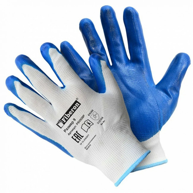 Перчатки "Антискользящие" полиэстеровые, нитриловое покрытие, Fiberon