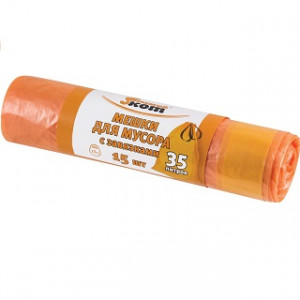 Мешок для мусора 35л х 15шт 14мкм с завязками