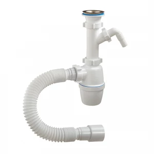 Сифон бутылочный  1½"х40 мм с отводом и гибкой трубой  Ø 40х40/50мм нержавеющей решётной Ø 70мм А-40059 ОРИО