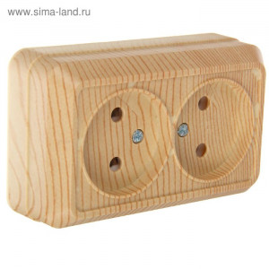 Розетка двухместная без заземляющих контактов СОСНА 16А 220В открытая установка Розетка двухместная без заземляющих контактов СОСНА 16А 220В открытая установка