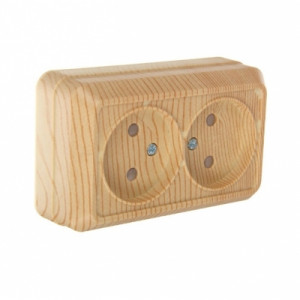 Розетка двухместная без заземляющих контактов   СОСНА 16А 220В открытая установка