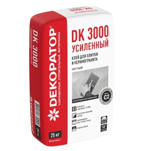 Плиточный клей Декоратор 3000 усиленный для плитки и керамогранита С2 (25кг) Плиточный клей Декоратор 3000 усиленный для плитки и керамогранита С2 (25кг)
