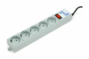 Сетевой фильтр 5 гнезд 5м с заземелнием ПВС 3х0,75 10А 2200Вт B серый PowerCube SPG-B-15