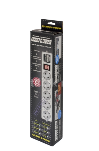 Сетевой фильтр 5 гнезд 5м с заземелнием ПВС 3х0,75 10А 2200Вт B серый PowerCube SPG-B-15 Сетевой фильтр 5 гнезд 5м с заземелнием ПВС 3х0,75 10А 2200Вт B серый PowerCube SPG-B-15