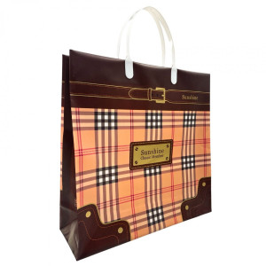 Подарочный пакет Клетка синяя 30х30+10 из мягкого пластика Подарочный пакет Клетка синяя 30х30+10 из мягкого пластика