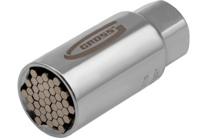 Головка торцевая многоразмерная, CrV, 6-21 мм, под квадрат 3/8, CrV, хромированная Gross Головка торцевая многоразмерная, CrV, 6-21 мм, под квадрат 3/8, CrV, хромированная Gross