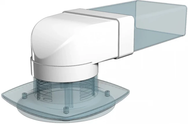 Соединитель угловой 110х55  Ø100 Эвент Соединитель угловой 110х55  Ø100 Эвент