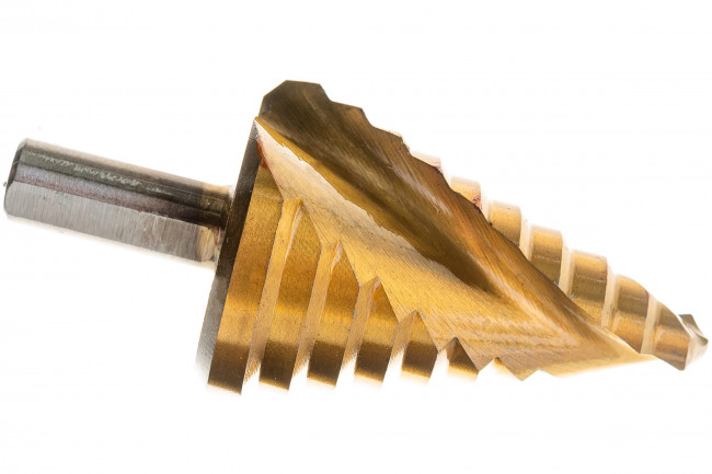 Сверло ступенчатое, 9-12-15-18-2-24-27-30-33-36мм, HSS, спирал. проф.трёхгр.хвостовик  Matrix Сверло ступенчатое, 9-12-15-18-2-24-27-30-33-36мм, HSS, спирал. проф.трёхгр.хвостовик  Matrix