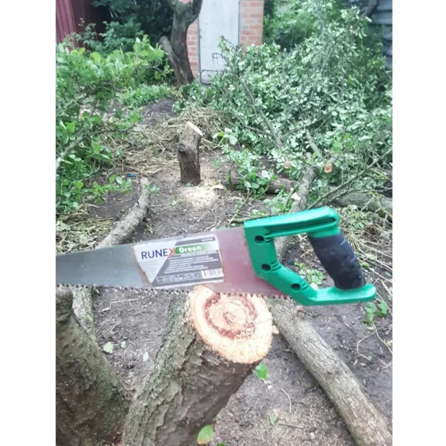 Ножовка по сырой древесине 400мм прямой крупный зуб Runex Green Ножовка по сырой древесине 400мм прямой крупный зуб Runex Green