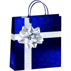 Подарочный пакет Серебряный бант 32х40+10 из мягкого пластика Подарочный пакет Серебряный бант 32х40+10 из мягкого пластика